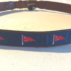Handmade leather belt with anchor burgee